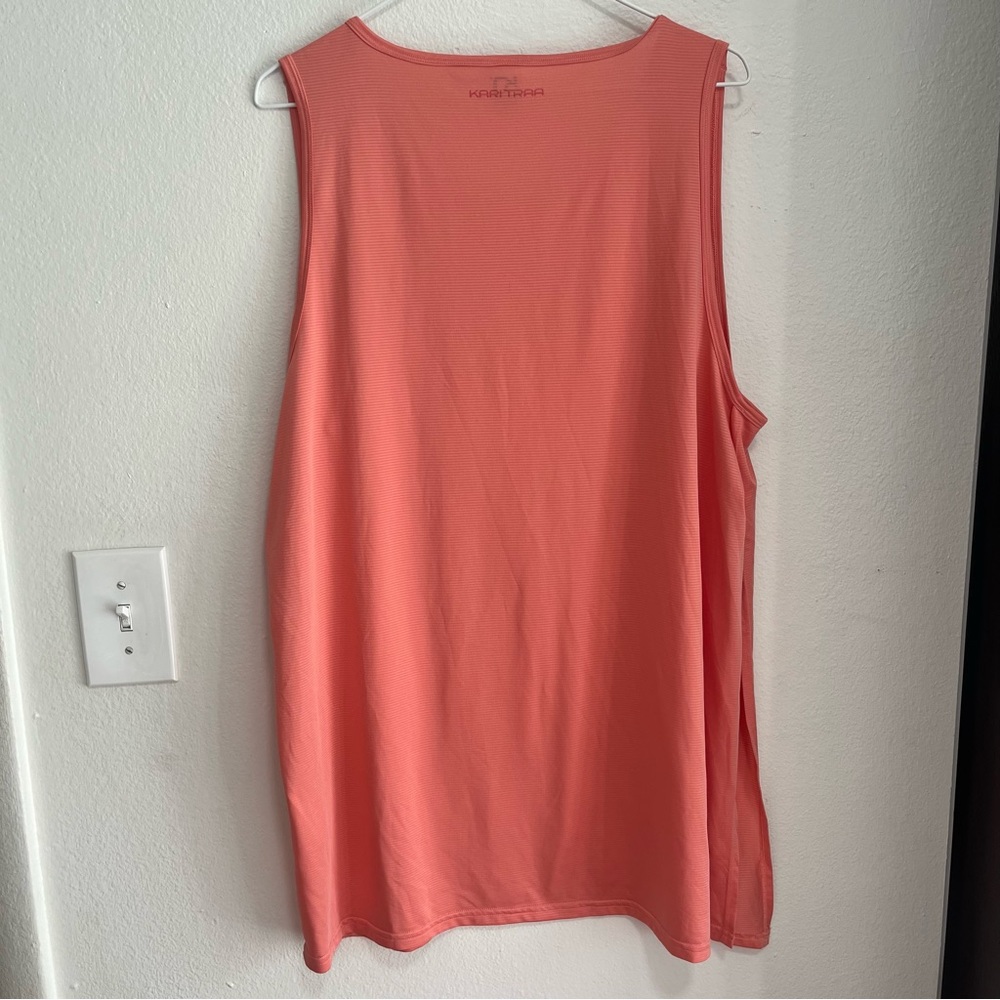 Kari Tara Linea Tank Top Coral Pink Workout Shirt Womens Size XL Running Yoga - Picture 2 of 6